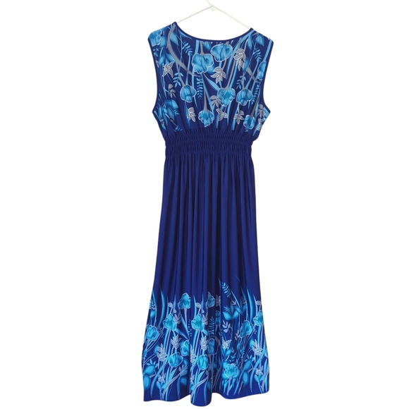 Jon & Anna Floral Smocked Tropical Maxi Dress 2X Blue Gray - Picture 8 of 16